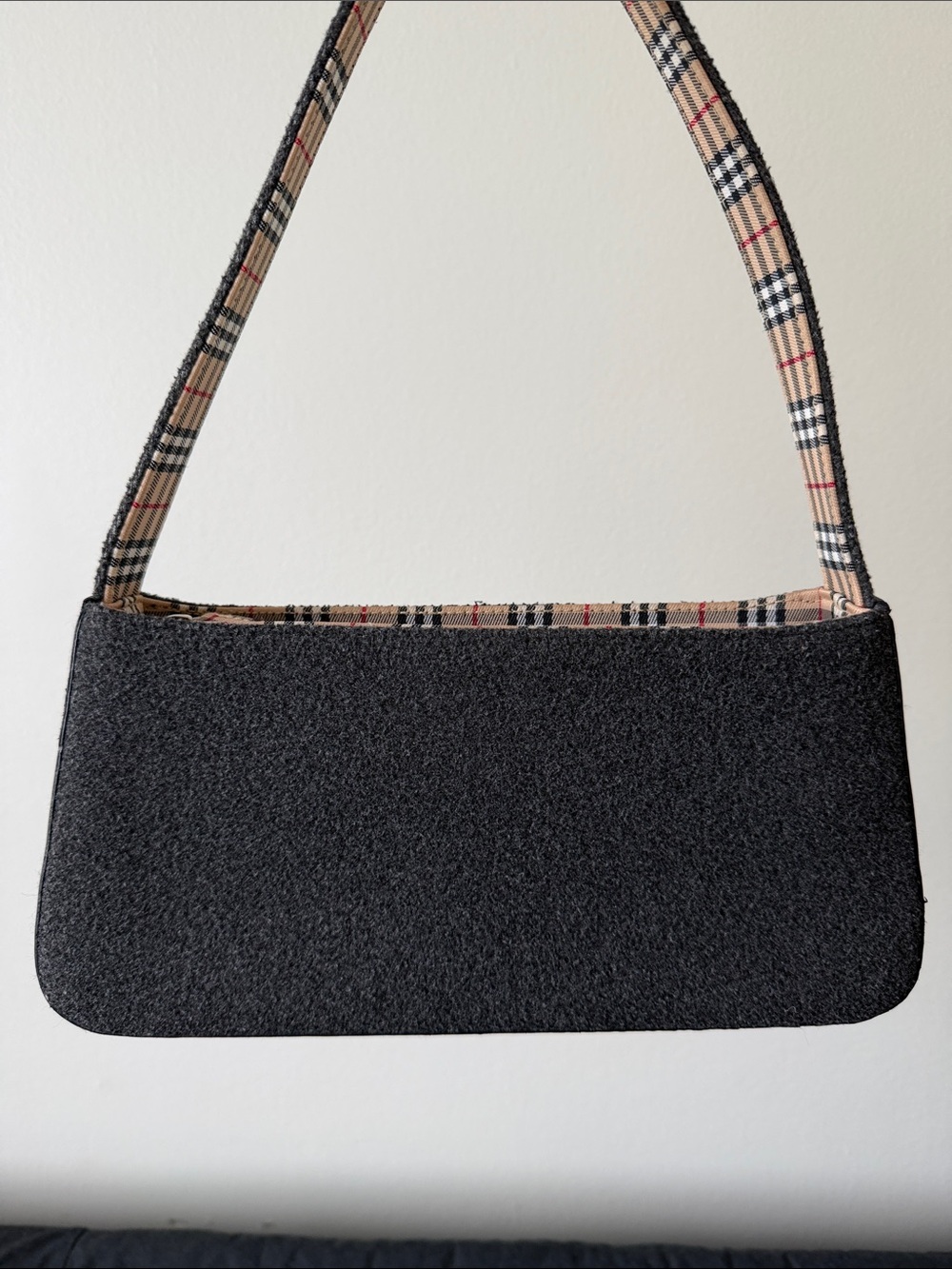 Black Shoulder Bag with Patterned Strap